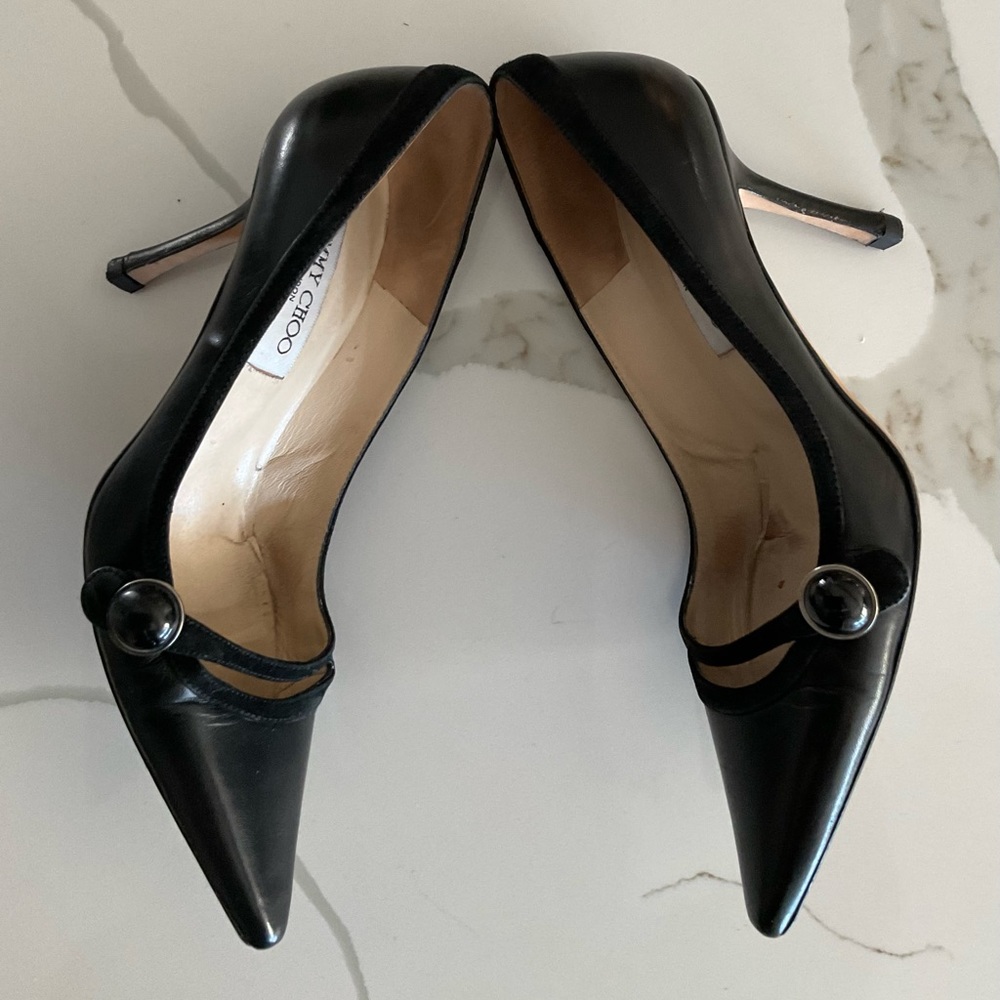Jimmy Choo- Heidi- Leather/ Suede/ Button Detail- Women’s Pumps - Picture 3 of 7